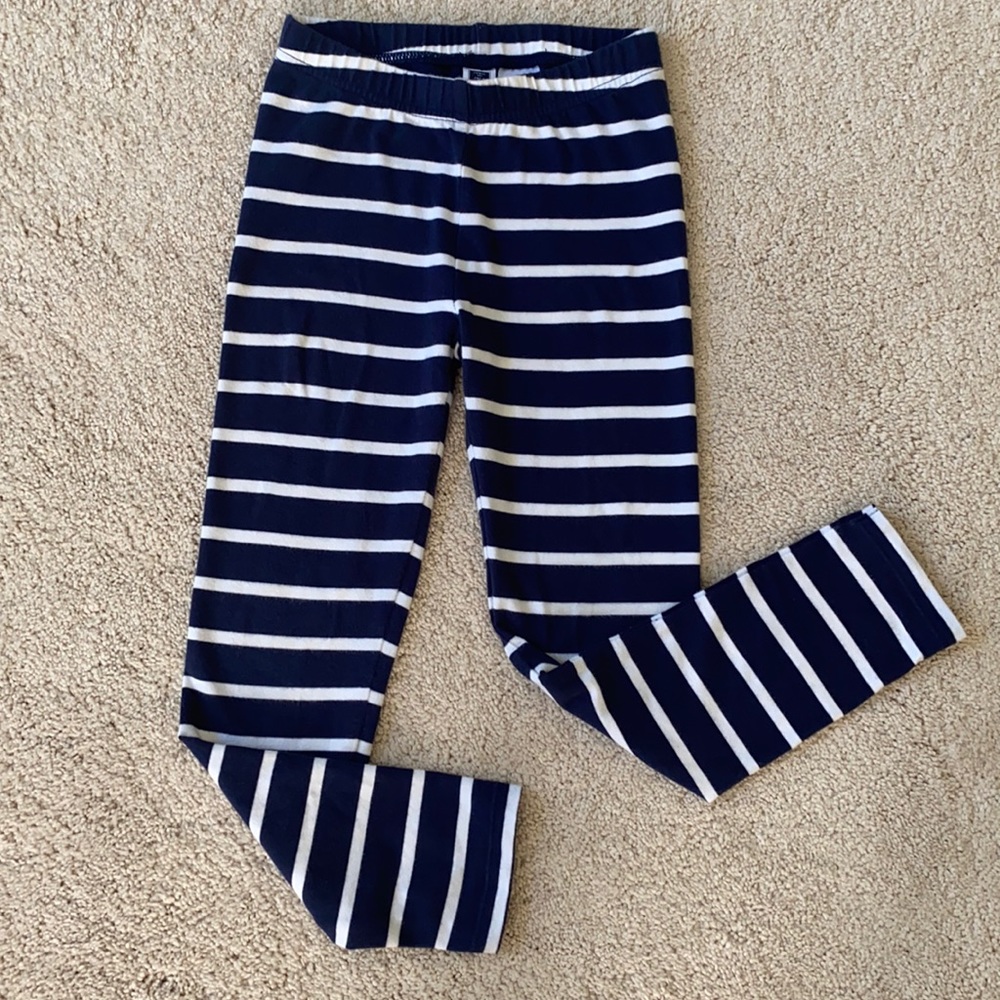 Janie & Jack | Navy White Stripes Girl Leggings | 5